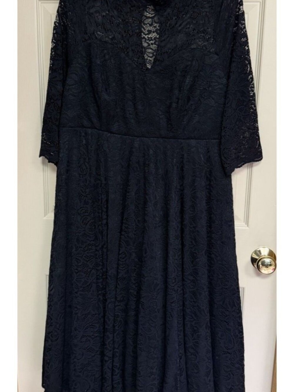 Torrid Black Floral Lace Fit & Flare Midi Dress Size 20 Lined 3/4 Sleeve - Picture 5 of 8